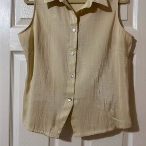 Karen Scott Light Tan Sleeveless Button-Down Shirt